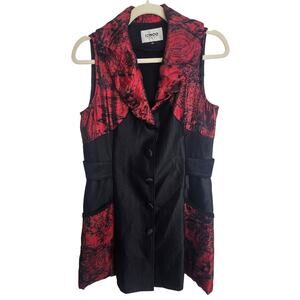 Vintage Whimsigoth Silk Vest Fairy Grunge Witchy Vamp Button Ruffle Collar Sz 6